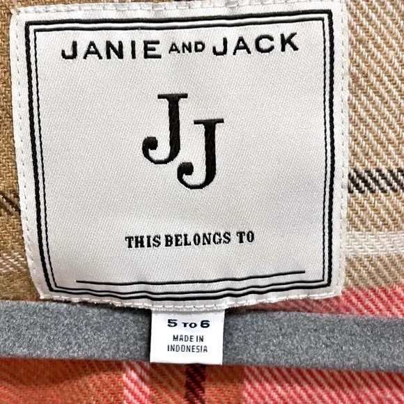 Janie & Jack Girls Tartan Pink Brown Tan Plaid Button Front Cape - Picture 4 of 8